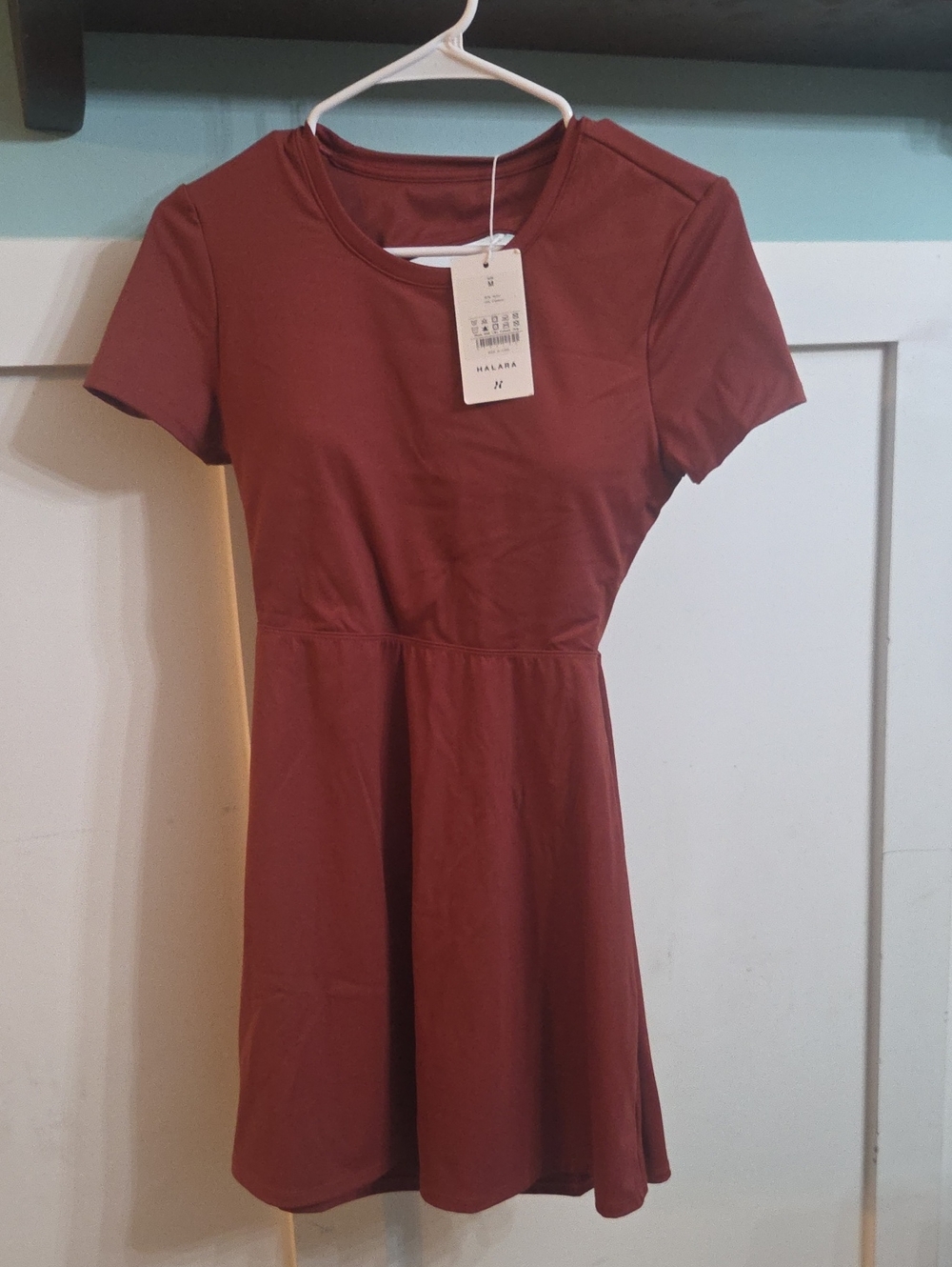 Halara Women's Short Sleeve Fit & Flare Dress in Rust